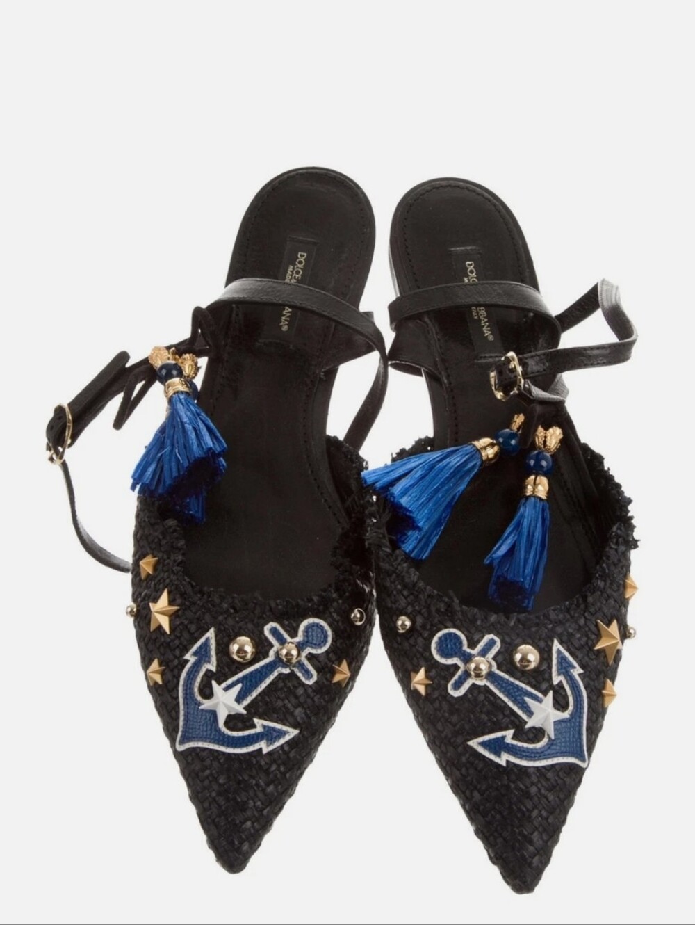 DOLCE GABBANA ANCHOR EMBELLISHED FLATS 9.5/39.5 NWOB